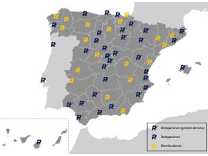 Mapa con las delegaciones de red and pallets