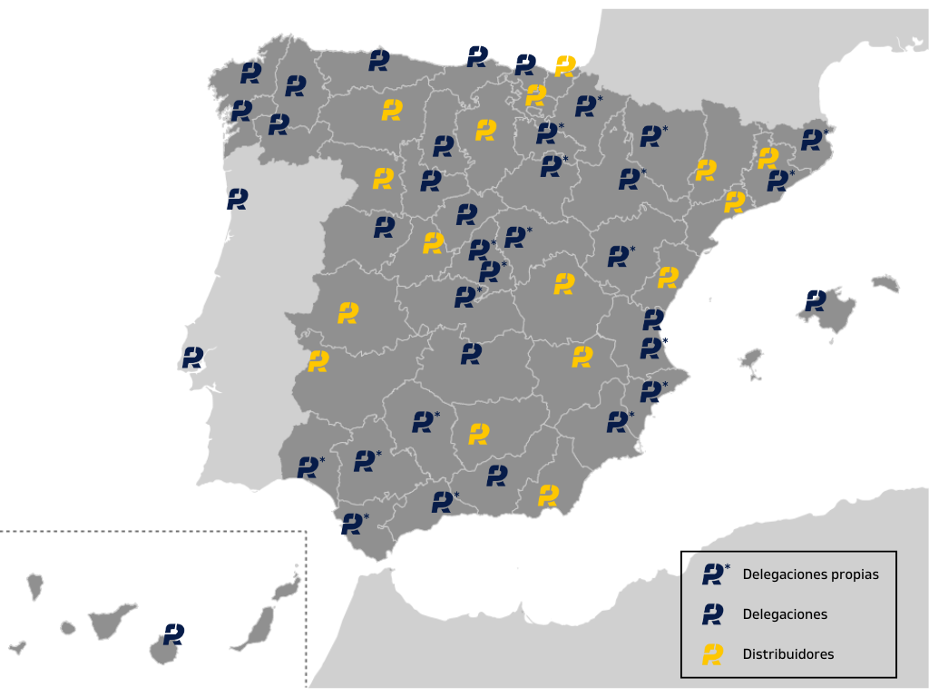 mapa con las delegaciones de red & pallets